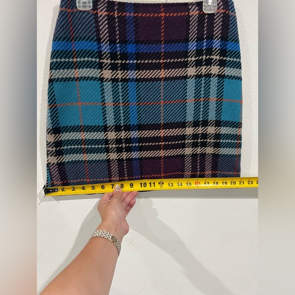 Marks & Spencer Wool Blend Plaid Mini Skirt Blue Tartan Lined Preppy UK10/US6 - Picture 9 of 9
